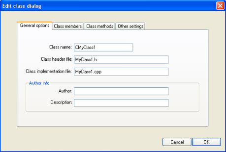 ClassOptionsDialog - General Page