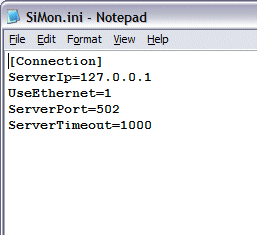 Screenshot of notepad with some ini properties